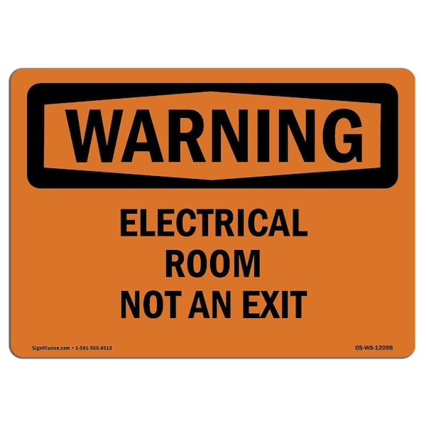 Signmission OSHA Warning Sign, 7" Height, 10" Width, Rigid Plastic, Electrical Room Not An Exit, Landscape OS-WS-P-710-L-12098 - main